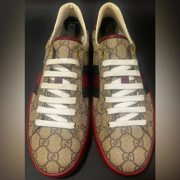 GUCCI ACE GG SUPREME RED SNEAKER | SIZE 8G 9US | 429445 - Picture 2 of 13